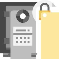 A safe with a padlock and a key vector