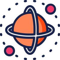 An orange and pink planet with a ring around it vector