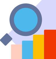 A magnifying glass and colorful bar chart vector