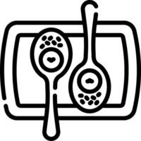 A black and white illustration of two spoons vector