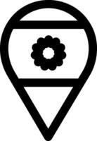 A black and white pin with a flower on it vector