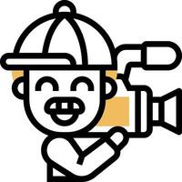 A cartoon man holding a camera and smiling vector