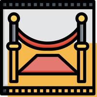 A film strip with a bed and a red curtain vector