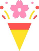 A yellow and pink ice cream cone with a flower vector
