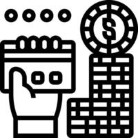 A hand holding a card and a stack of money vector