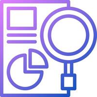 A magnifying glass and a paper with a pie chart vector