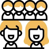 People in a line with a yellow background vector