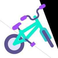 A bike is shown in a triangle with a purple and blue color vector