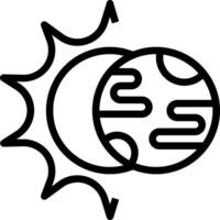 The sun and the earth are shown in a black and white line vector