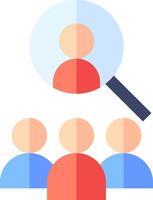 A magnifying glass is over a group of people vector