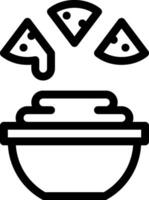 A black and white image of a bowl of pizza vector