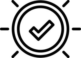 A check mark in a circle with a light behind it vector