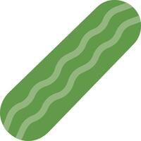 A green and white image of a long, thin, wavy, green, oval shaped object vector