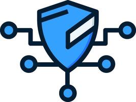 A blue shield with a network of dots vector