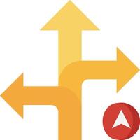 A yellow arrow pointing to a red arrow vector