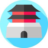 A flat icon of a pagoda with a long shadow vector