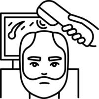 A man with a beard is getting a haircut vector