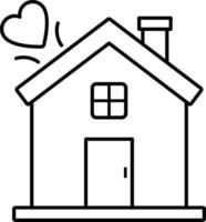A house with a heart on it coloring page vector