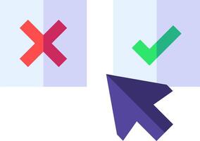 A check mark and an arrow pointing to a check box vector