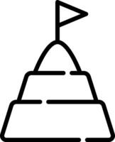 A black and white image of a mountain with a flag on top vector