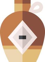 A brown and white bottle with a black square vector