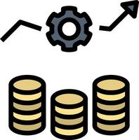 A stack of coins with a gear and arrow vector