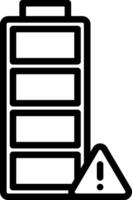 A battery icon with a warning sign vector