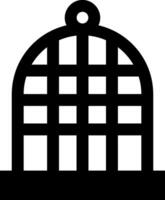 A black and white bird cage icon vector
