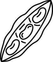 A black and white drawing of a pod of peas vector
