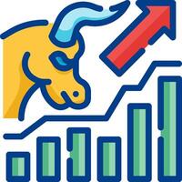 Bull and chart icon vector