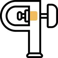 A black and white icon of a wrench vector