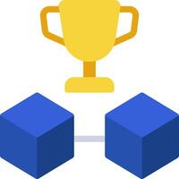 A trophy and two cubes next to each other vector