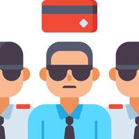 Three men in sunglasses and ties standing over a red card vector