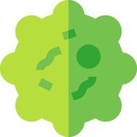 A green and white icon with a green virus vector