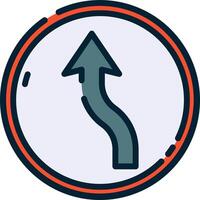 A red arrow pointing up in a circle vector