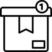 A black and white icon of a box with a ribbon vector
