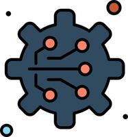 A flat icon of a computer with a circuit board vector