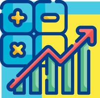 A graph going up and a bar chart vector
