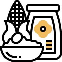 A jar of honey and a bowl of corn vector