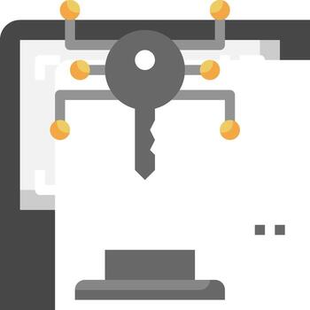 un computadora con un llave en eso y un computadora pantalla vector