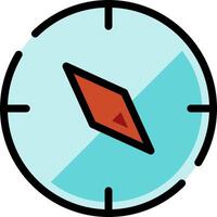 A compass icon with a red arrow pointing to the left vector