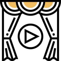 A play button with curtains and a curtain vector