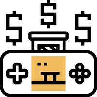 A game controller with money coming out of it vector
