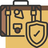 A suitcase with a shield and a check mark vector