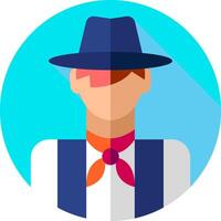A man in a hat and tie with a blue tie vector