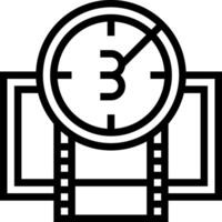 A black and white image of a clock and film strip vector