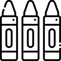 Three crayons are shown in a line on a white background vector