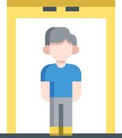 A man standing in front of a yellow door vector