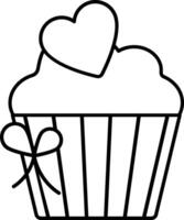 Cupcake with heart coloring page vector