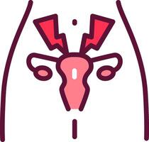 A woman's uterus with a red arrow pointing to it vector